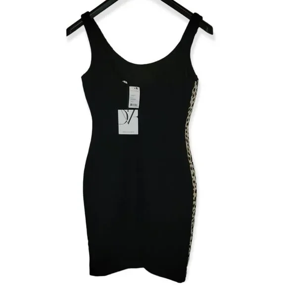 DVF Diane von Furstenberg Arianna Leopard Sheath Dress Black/Caramel Sz 4 - Picture 6 of 10